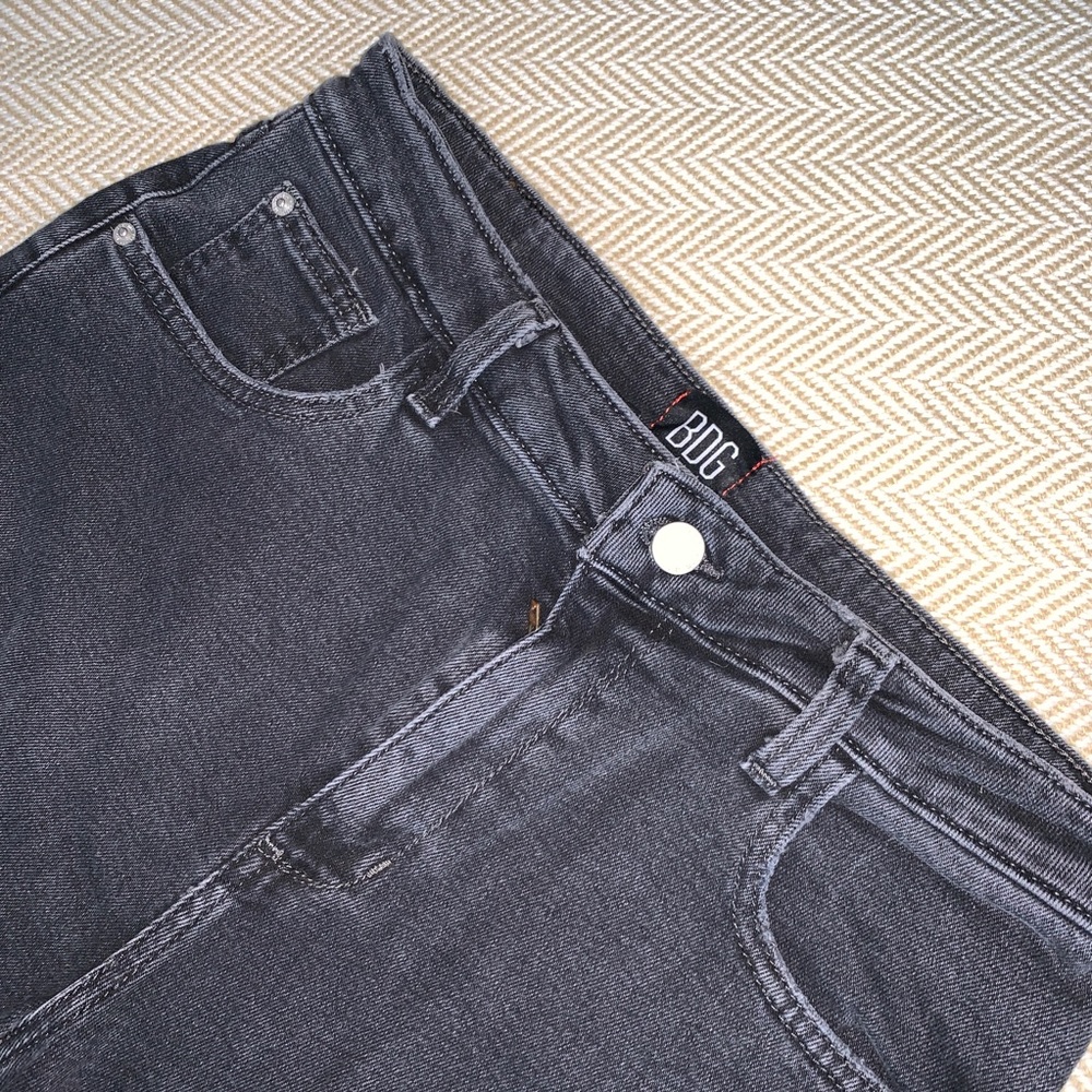 BDG Washed Black Kick Flare High Rise Crop Jeans